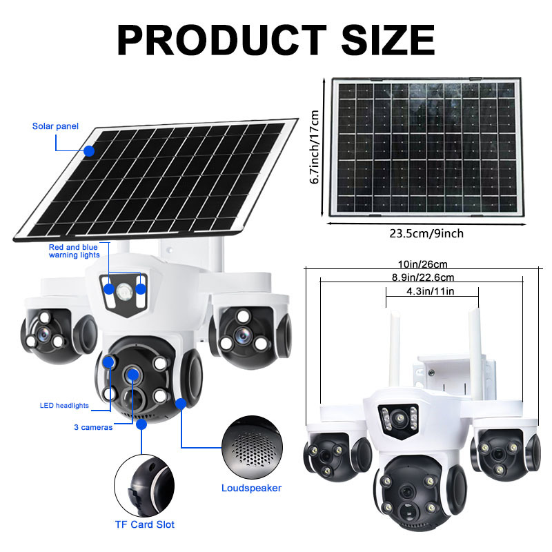 Solar-powered security camera, 4G, outdoor, waterproof