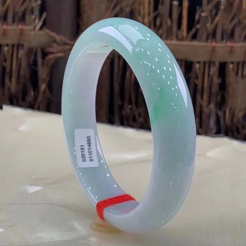 Burmese Grade A jadeite bracelet icy wax green