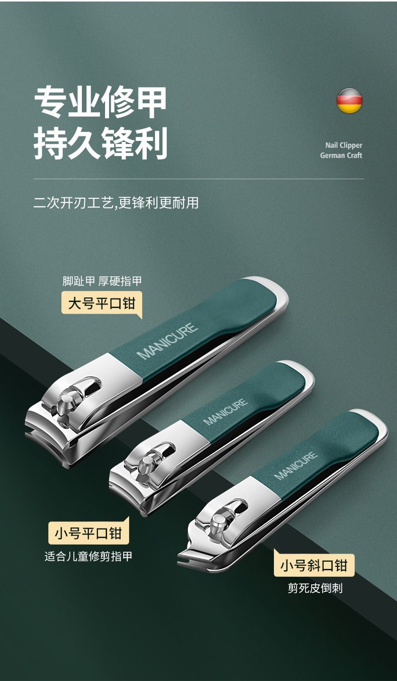 Gradient color nail clipper set, rotating, large and small size