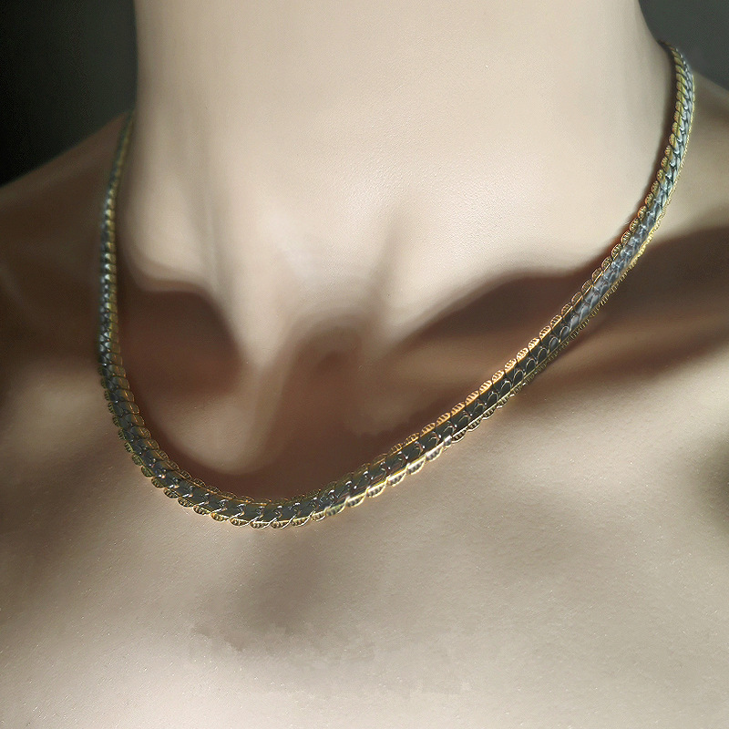 Men's necklace, Cuba chain, double, luxury, gold color