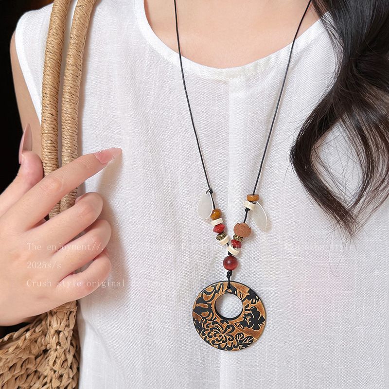 Ethnic style necklace, long sweater chain, women's accessory