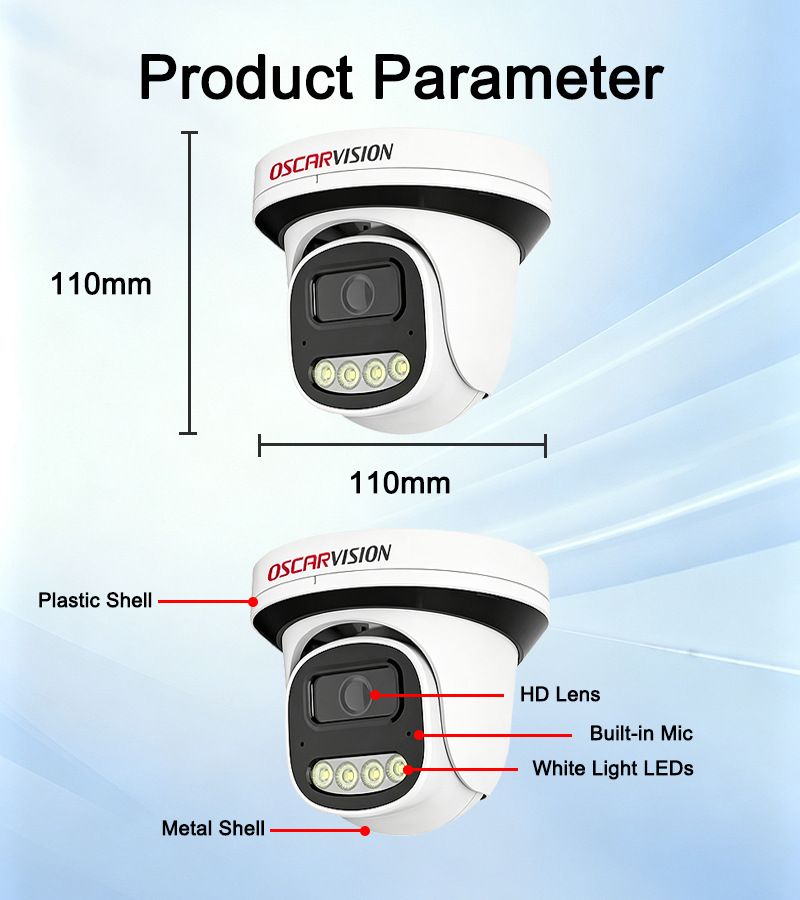 POE Dome Camera 8MP Night Vision Remote Control Indoor