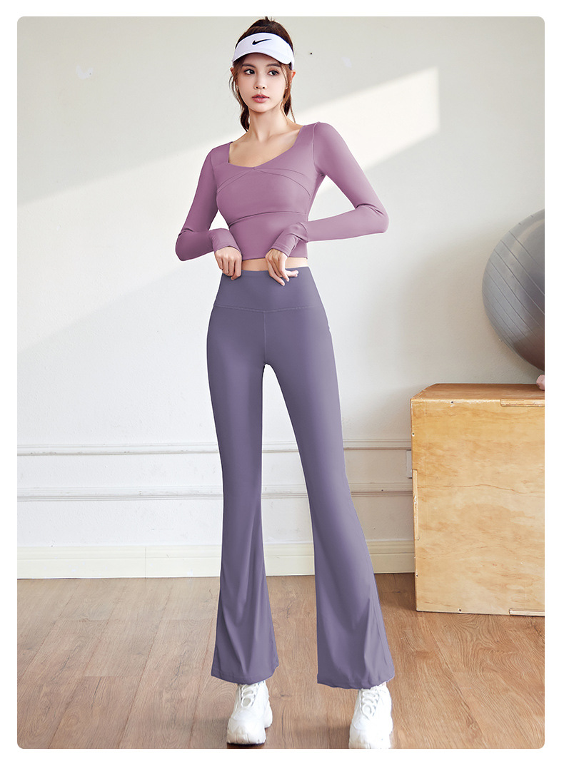 Yoga pants, high waist, fitted, breathable