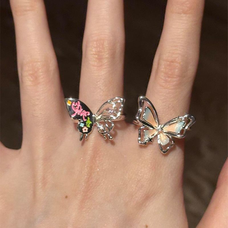 3D butterfly ring double-layer hollow