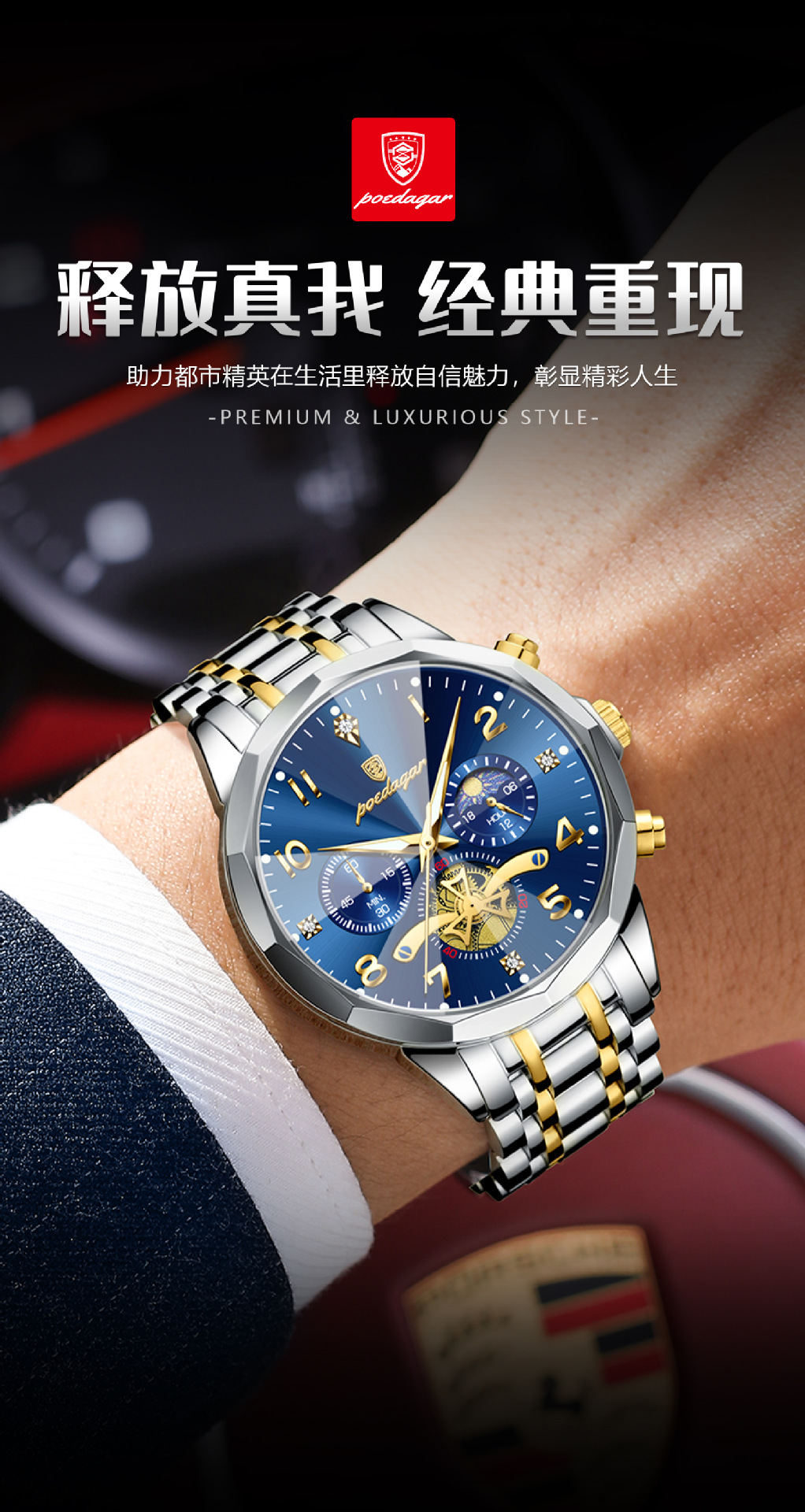 Herrenuhr, wasserdicht, Quarz, modernes Design