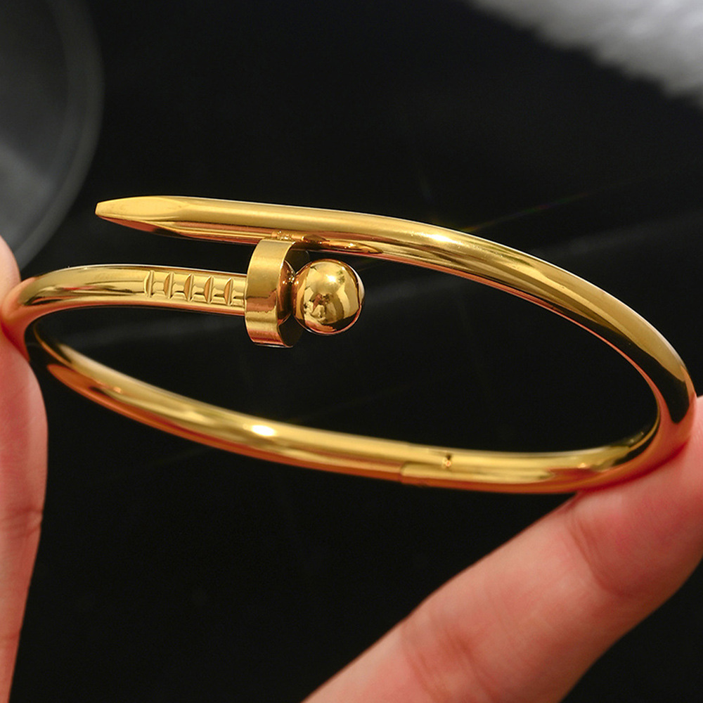Stainless Steel Gold Bracelet Set Four-Leaf Clover Diamond