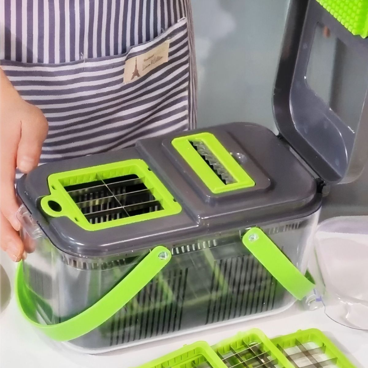 Vegetable Cutter Set with Container, 22-Piece, Shredding and Julienne