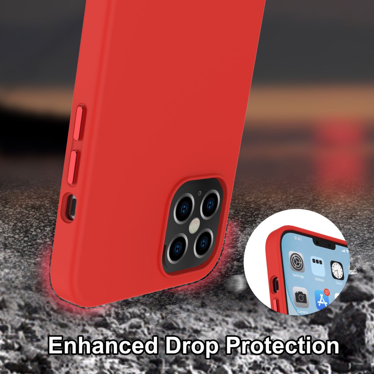 Phone case for iPhone 12 Pro, liquid silicone, full protection