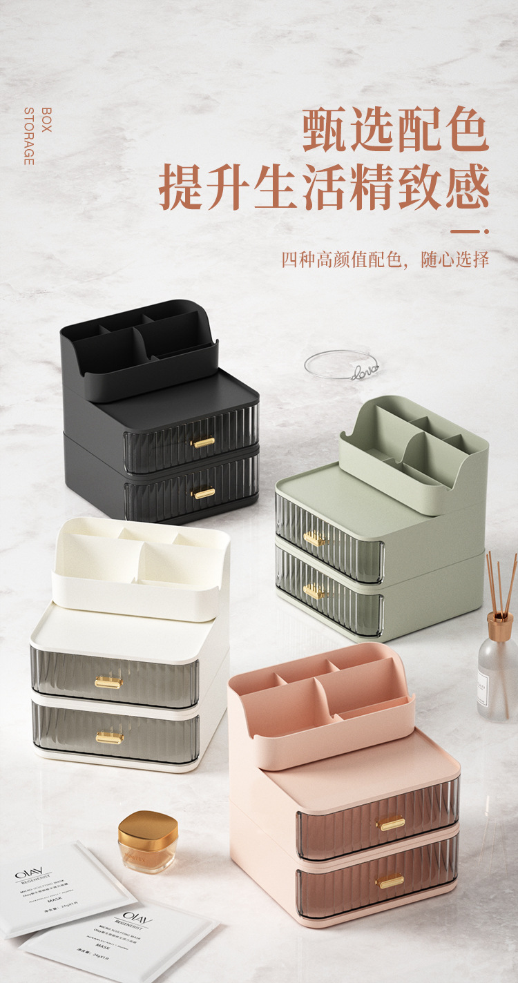 Luxury cosmetic storage box with drawers, dustproof