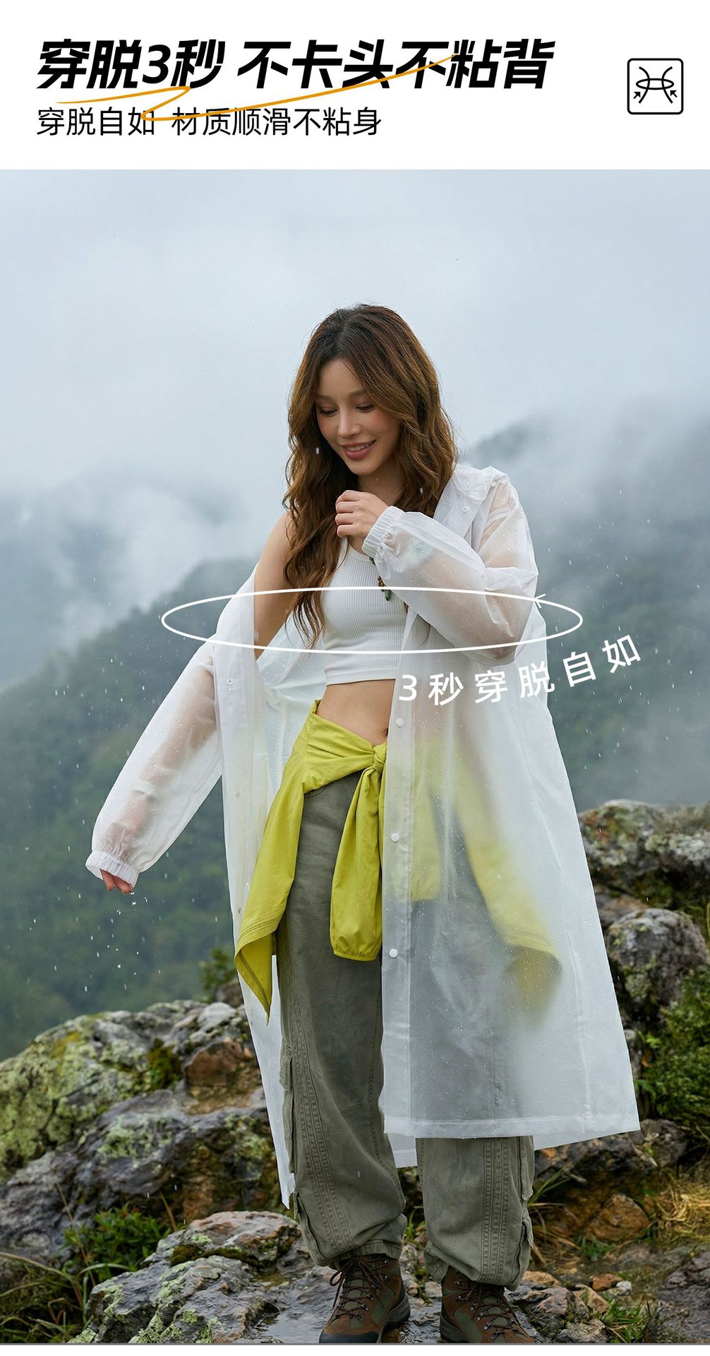 EVA raincoat outdoor hiking long thickened full body style