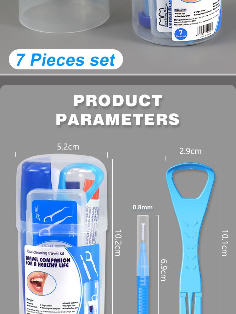 7-Piece Oral Care Kit with Toothbrush and Floss