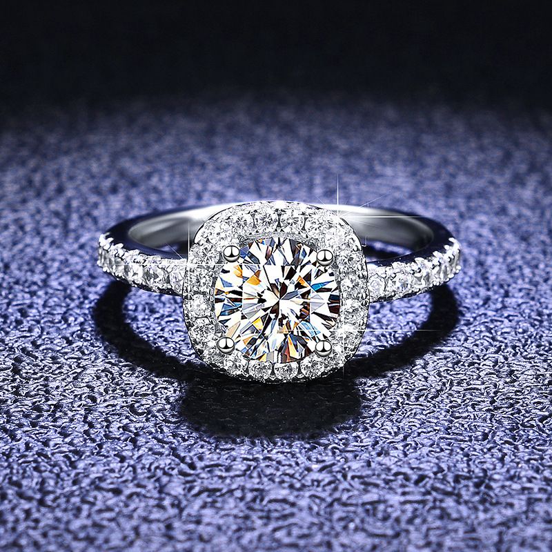 S925 silver PT950 gold-plated moissanite ring, 1 carat