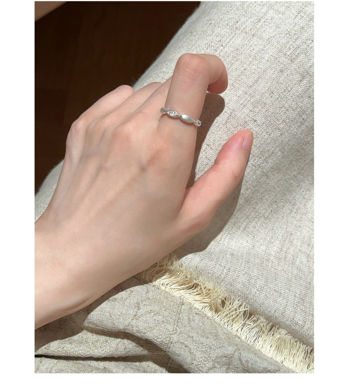 S925 Sterling Silver Lace Pattern Open Ring Women