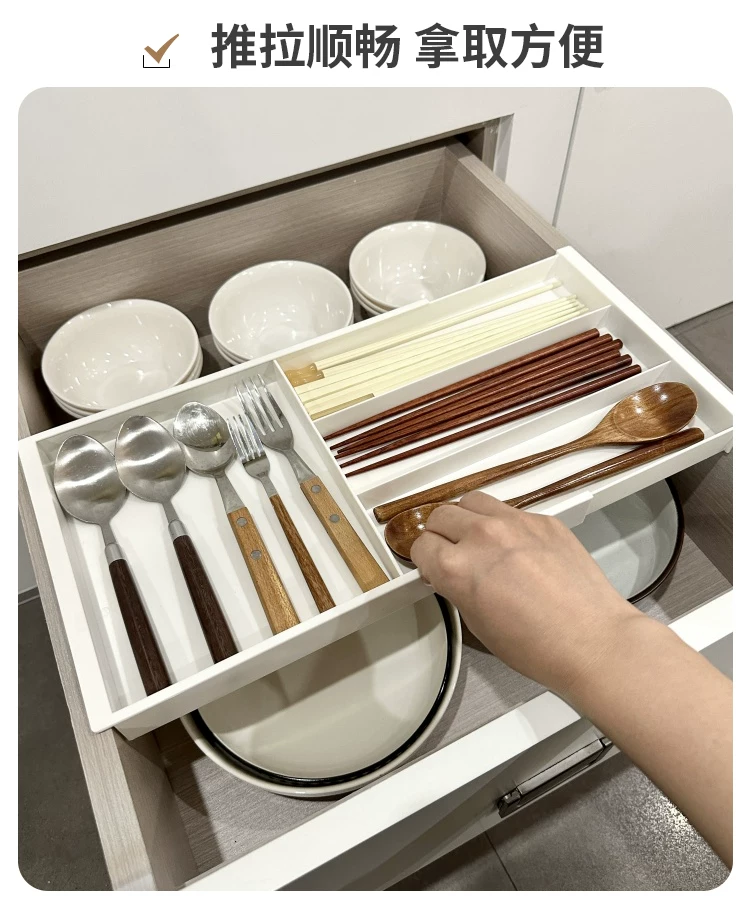 Drawer organizer with adjustable dividers, hanging system