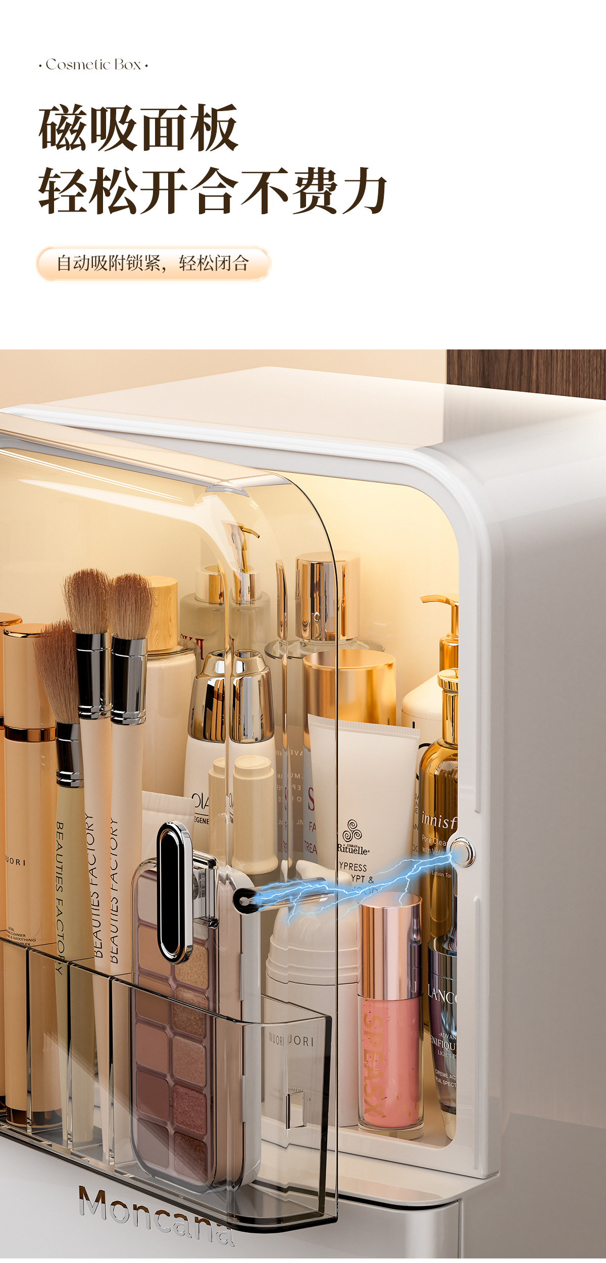 Transparent makeup storage organizer with dust-proof design