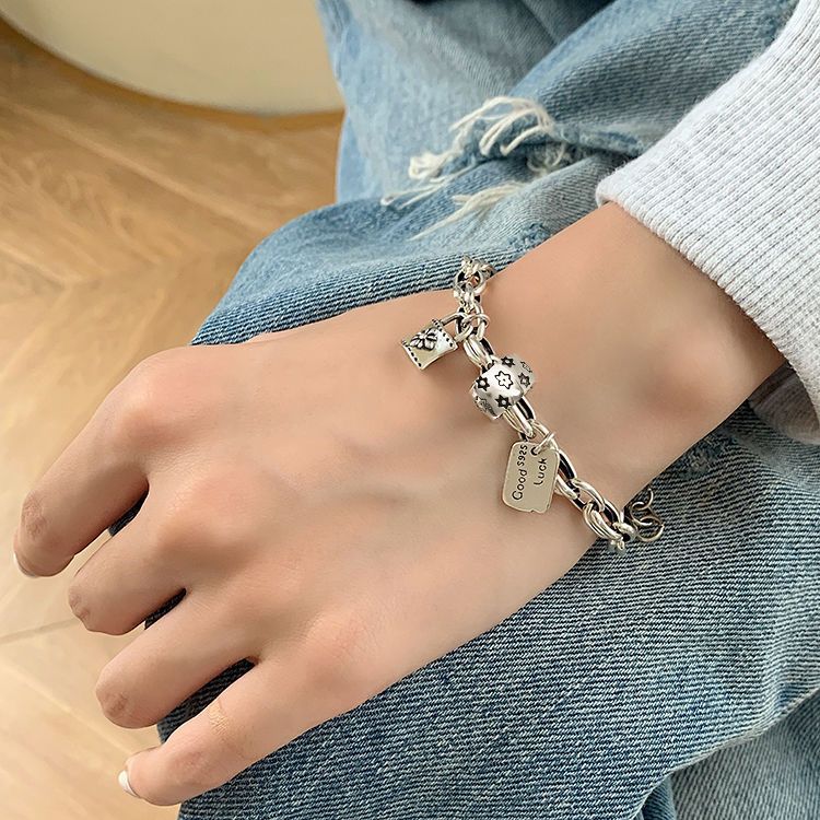 925 gümüş yıldız bilekliği, vintage stil