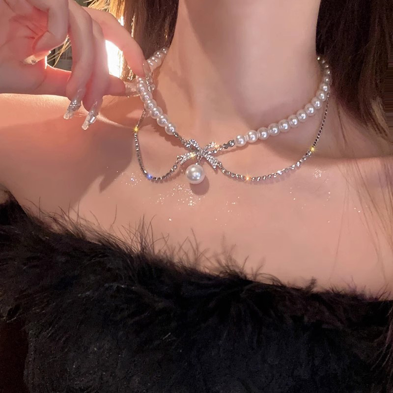 Strass-Quasten-Halskette, edles Design Schlüsselbein-Kette