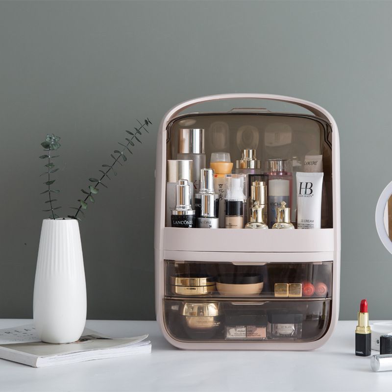Minimalist cosmetics storage box, large capacity, desktop, dust-proof