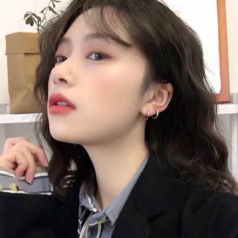S999纯银耳环耳圈耳骨钉养耳洞耳骨环高级感素圈耳扣耳钉女耳饰男