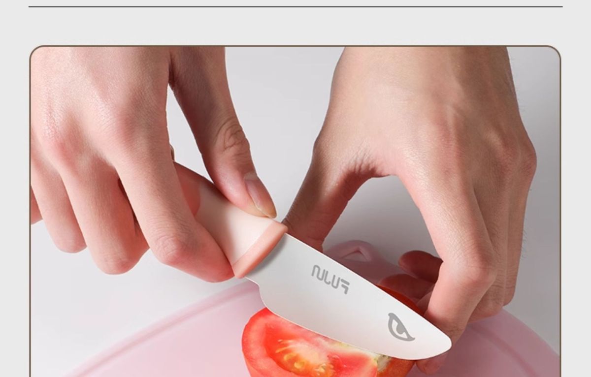 Children's safety fruit knife, unsharpened, with cutting board and tools