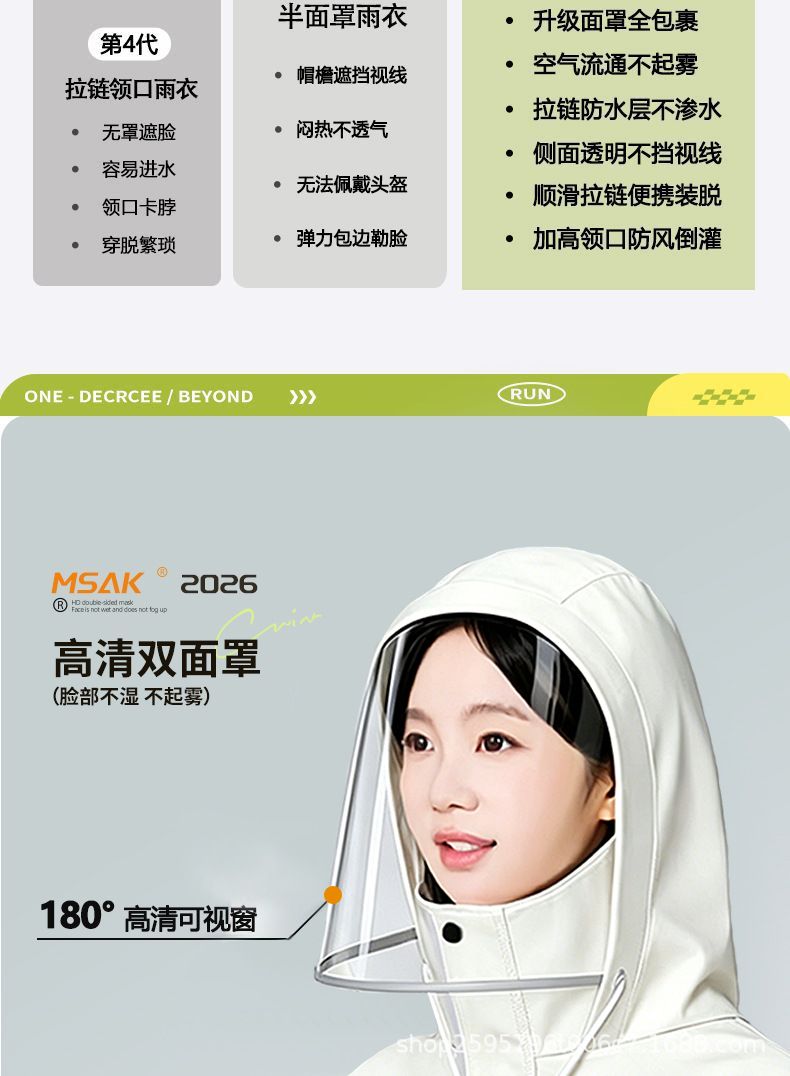 Raincoat for electric bikes and motorcycles, adult