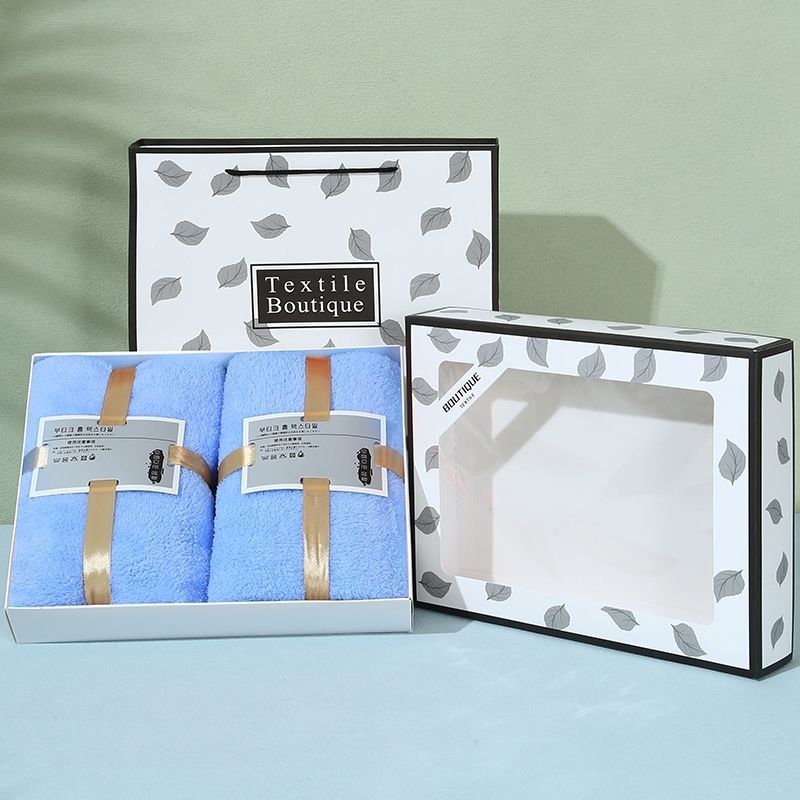 Korallen-Samttuch-Set, 2 Teile, Badetuch Geschenkbox