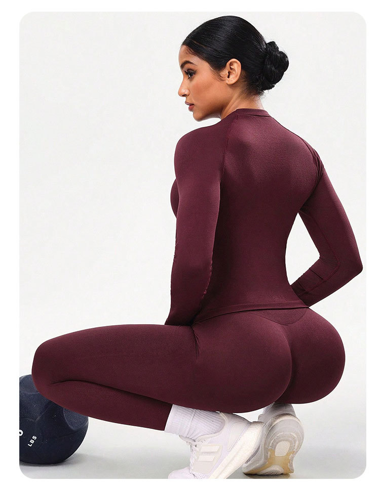 Damen-Yoga-Set, 2-teilig, Langarm, Leggings