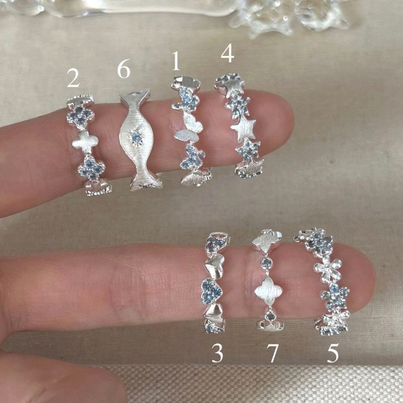 Butterfly ring for women with blue sparkling stone silver premium design