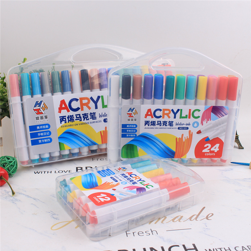 Acrylmalstifte, 12er/24er/48er-Set, zum Malen auf Stoff/Keramik/Holz, wasserfest