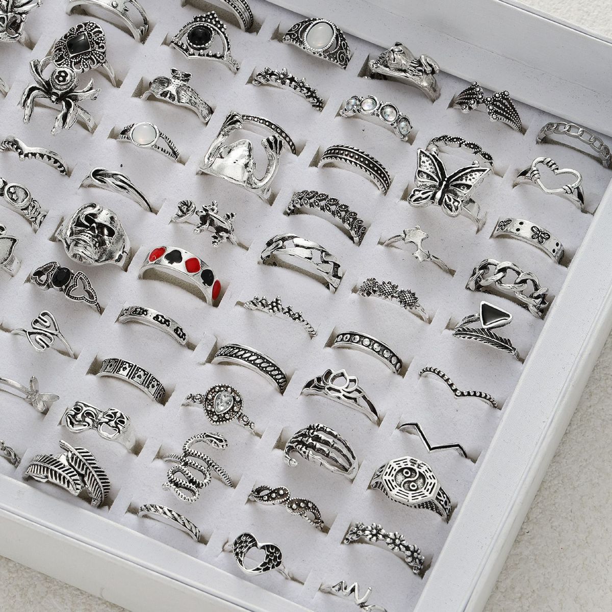 Damengold-Set 40-teilig, Silber, Retro-Design