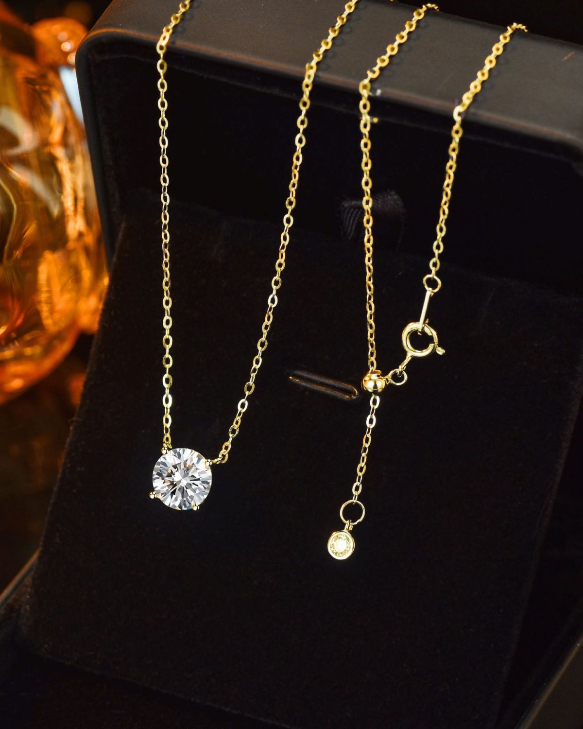 Moissanite elmas S925 gümüş demir zincir kolye
