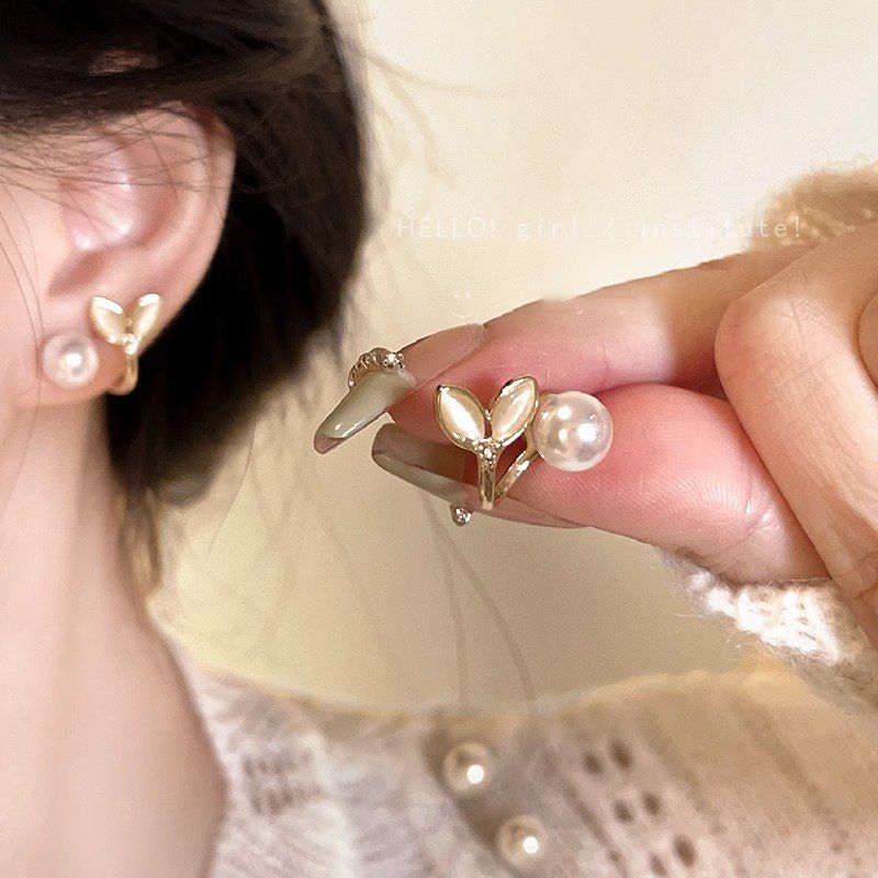 S925 silver pearl stud earrings for women, lightweight luxury