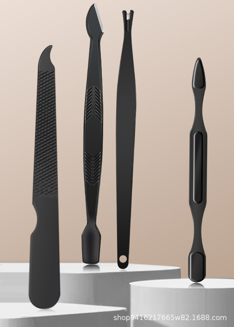 Nail Care Set Black 24-Piece Cuticle Scissors