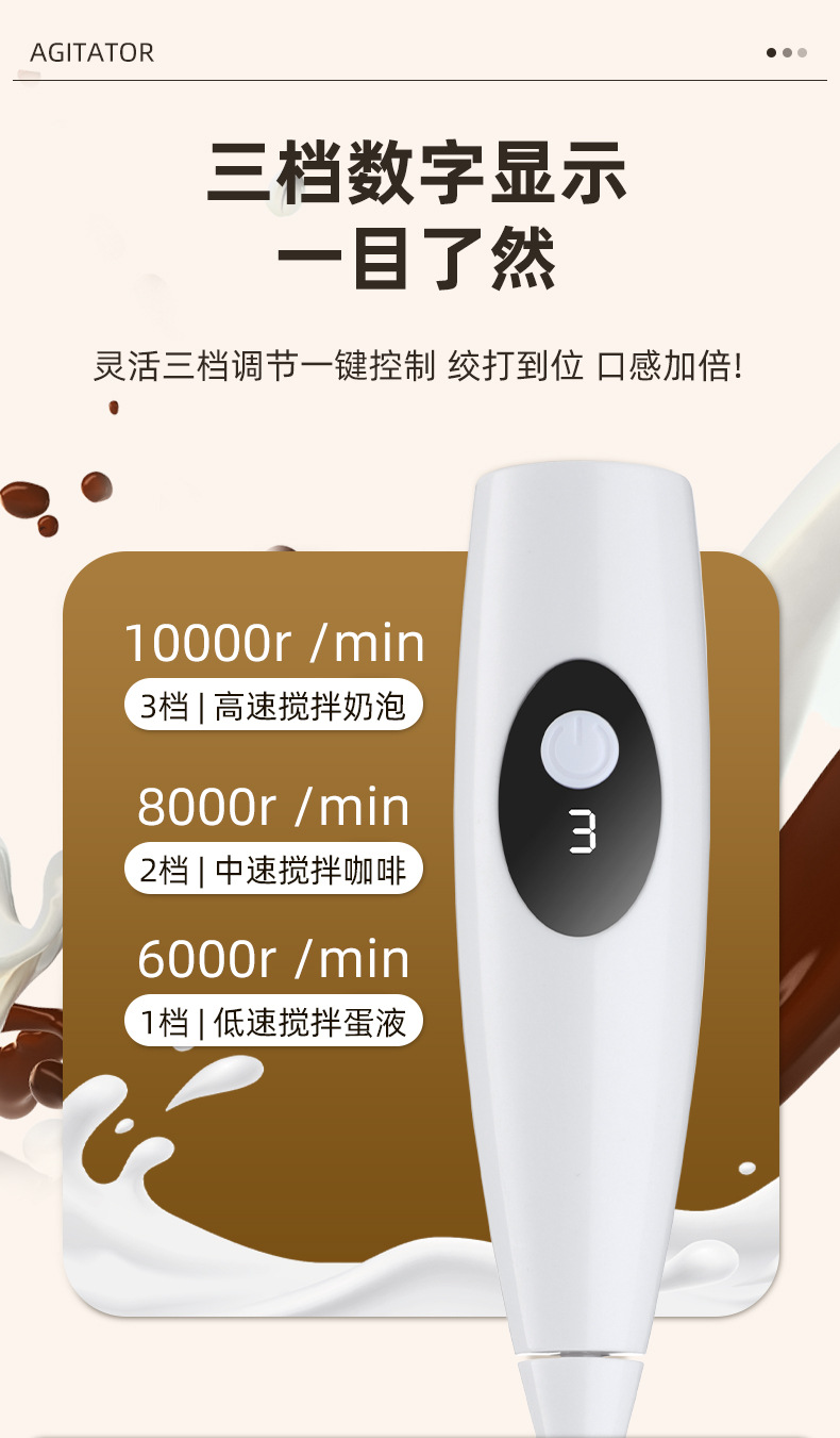 Electric digital milk frother, portable coffee accessories