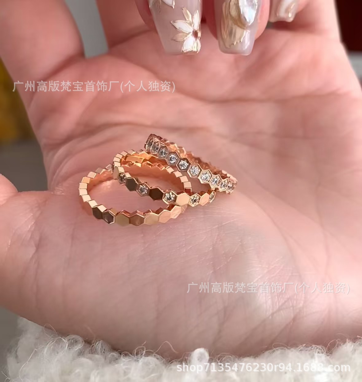 925 silver honeycomb ring for women, CNC machined, 18k gold plated