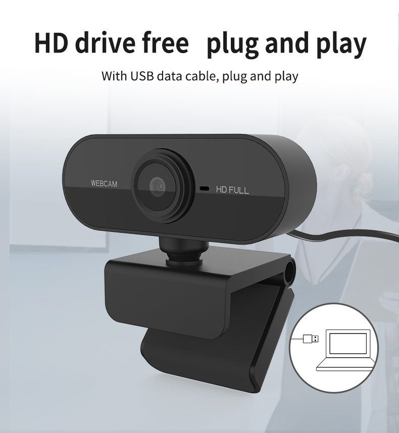 USB web kamerası, sürücüsüz, HD 1080P