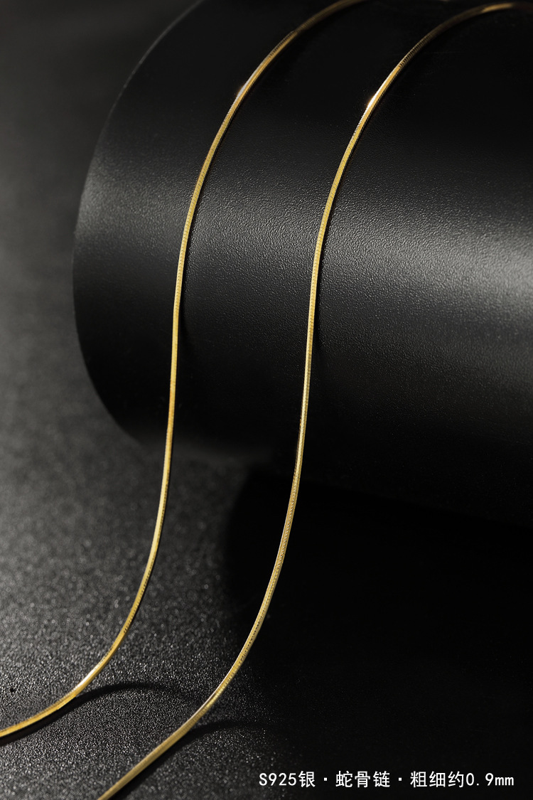 925 sterling silver necklace, thin chain, 18K gold plated