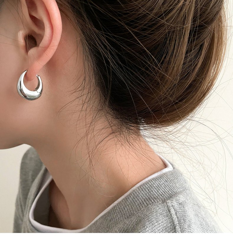 Minimalist su damlası küpeler S925 gümüş Kore tasarım