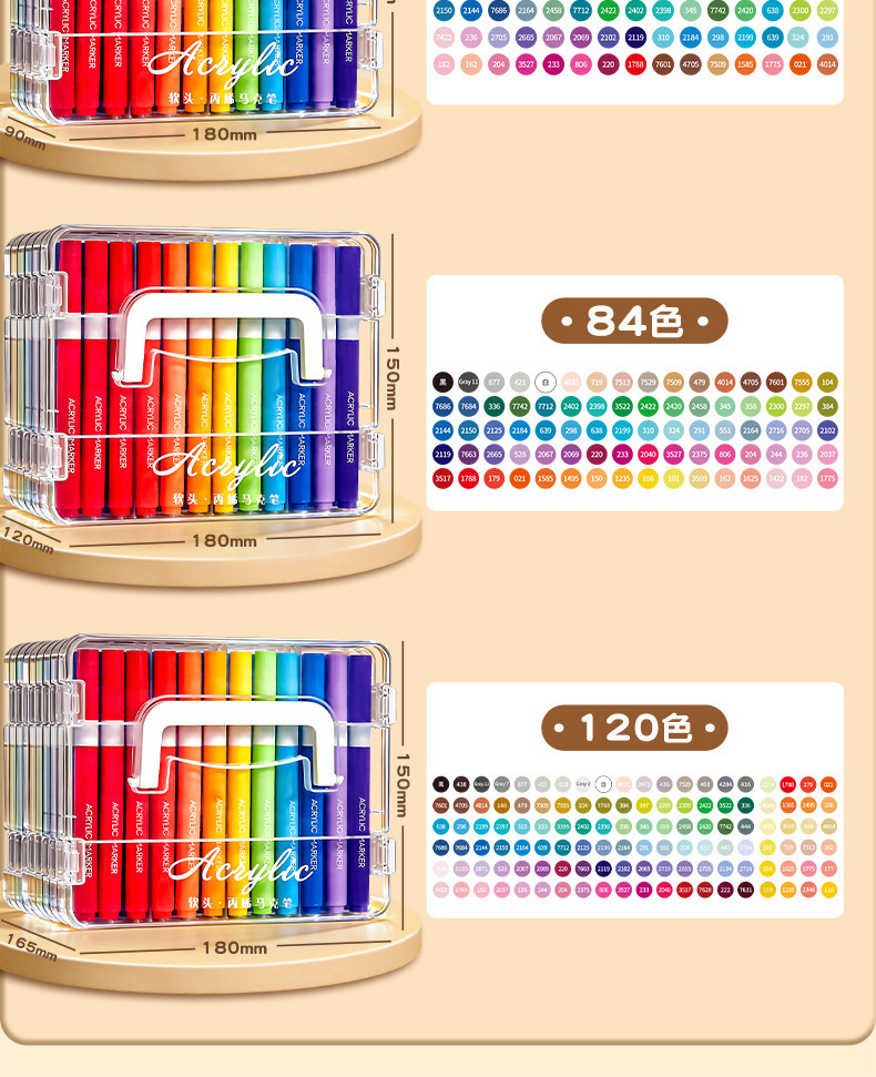 Acrylmarker-Set 24 Farben wasserfest für Schüler