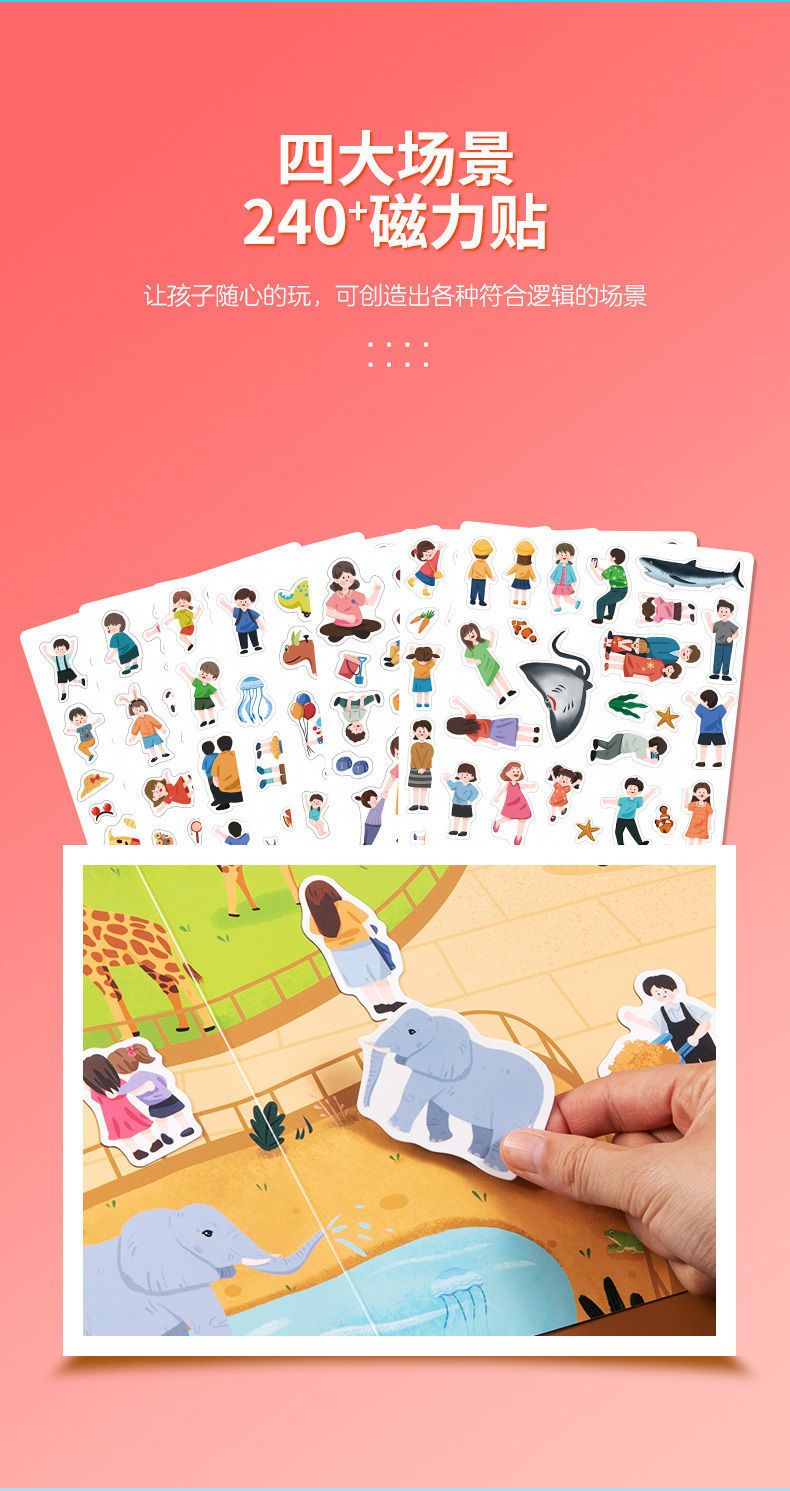 Wiederverwendbares Stickerbuch für Kinder magnetisch 2-4 Jahre