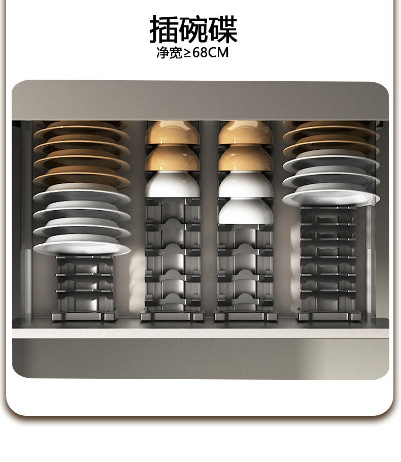 Gun gray kitchen drawer organizer with dish rack and cutlery divider