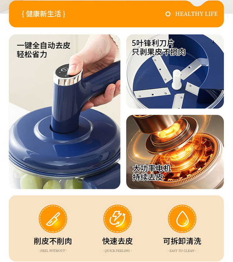 Electric fruit and vegetable peeler, 2-in-1