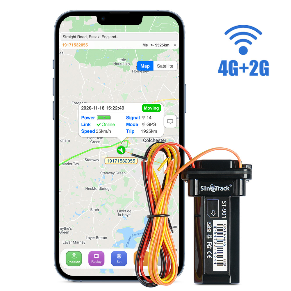 GPS-Fahrzeugtracker, 4G+2G, wasserdicht, Modell ST-901L