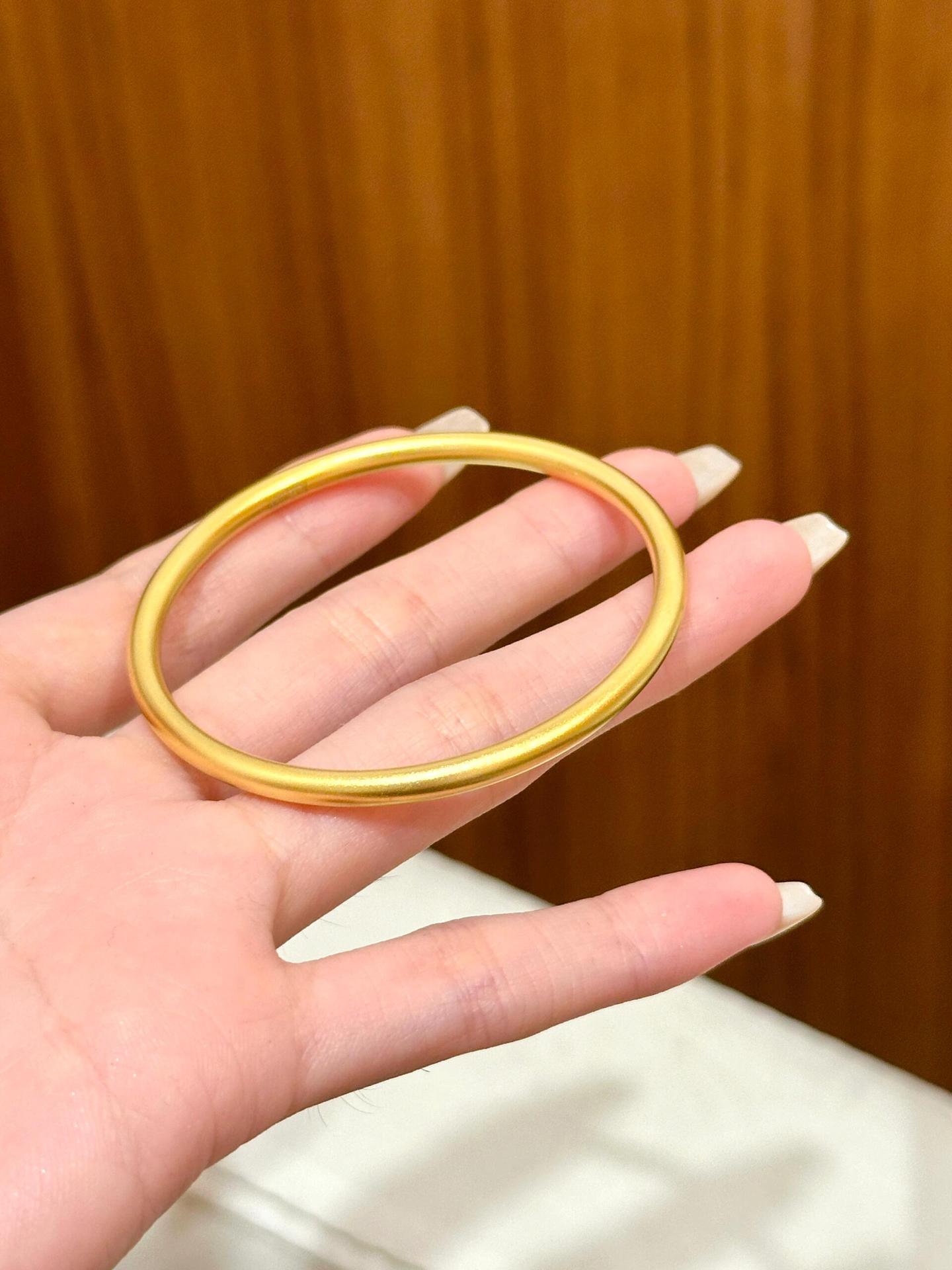 24K genuine gold bracelet, 4mm, solid flat, vacuum plated
