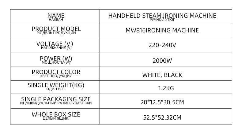 Changlong portable steam iron, dry and wet use