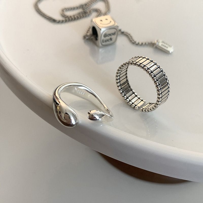Geometric silver ring for women, minimalist
