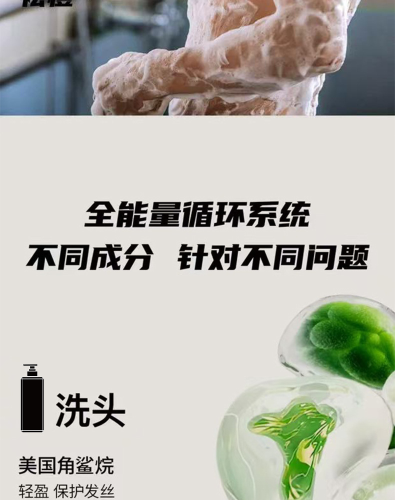 3-in-1 men's shampoo, oil control, ocean fragrance