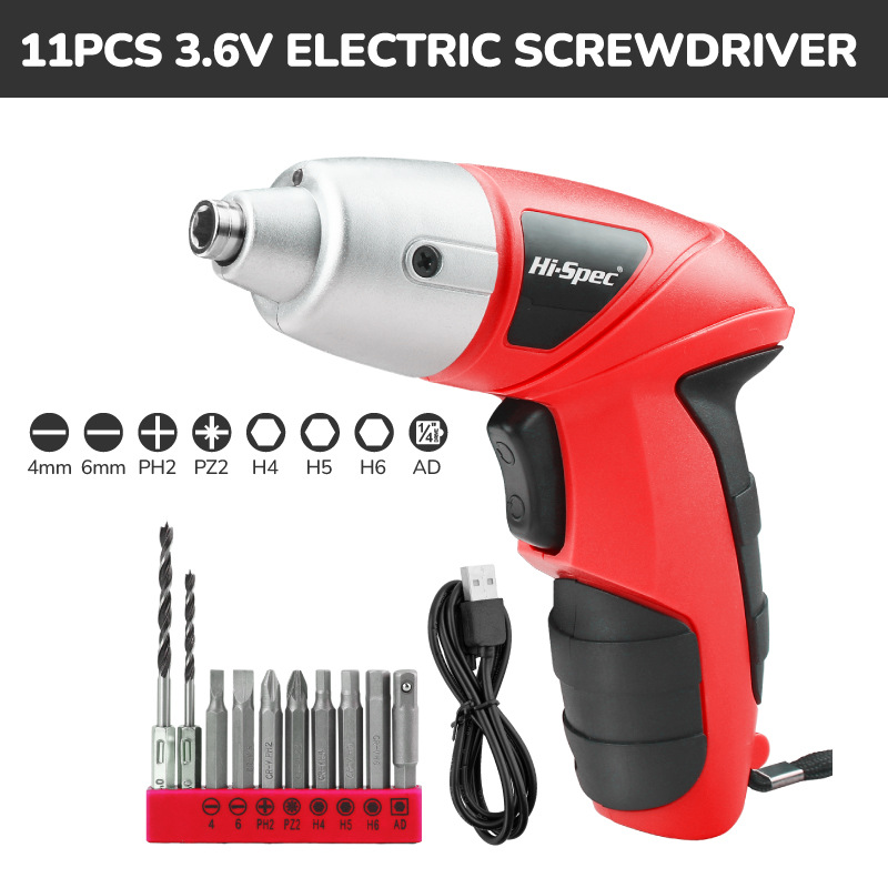 Mini elektrikli tornavida, 3,6V, 11 parçalı set