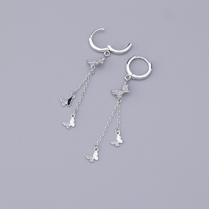 S925-Silber Schmetterling Quasten Ohrringe Damen