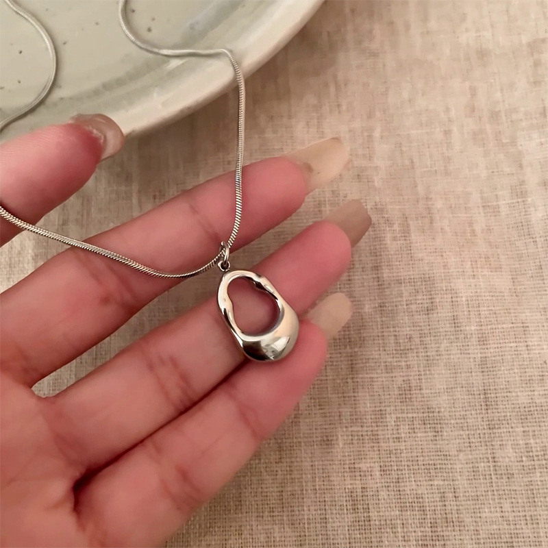 Stainless steel geometric necklace, minimalist design, pendant